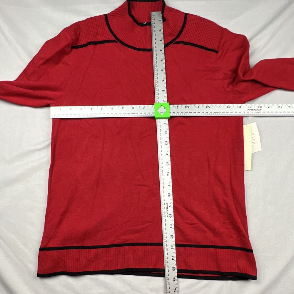 Retrology Women’s Red/Black Mock Neck Knit Pullover Sweater Long Sleeve M NWT - Picture 4 of 7